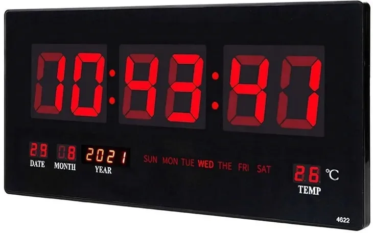 ZEGAR CYFROWY LED 46 cm. DATA TERMOMETR - DUŻY XL ZEGAR DO BIURA WARSZTATU