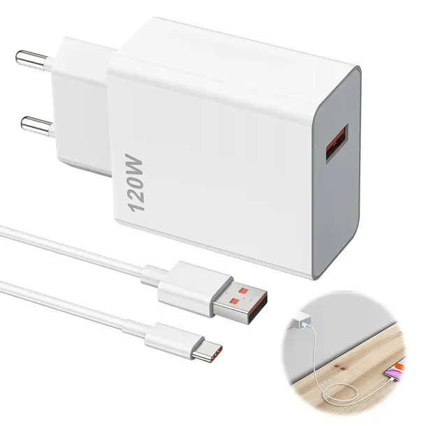 UNIWERSALNA ŁADOWARKA SIECIOWA USB C 120W KABEL DO XIAOMI 13/12T/11T Pro/12