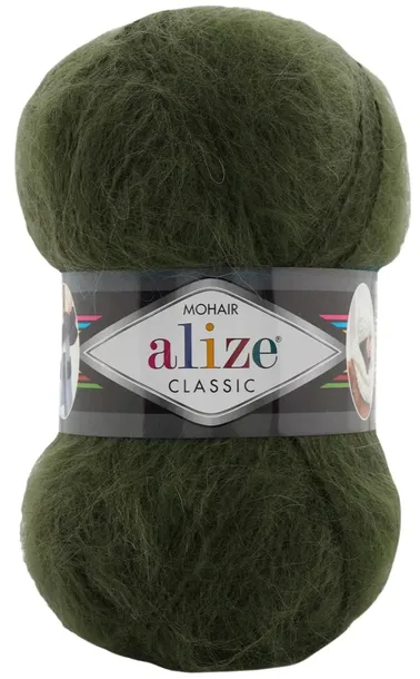 Włóczka Alize Mohair Classic - 620 OLIWKOWY - 100g 25% Moher 24% Wełna