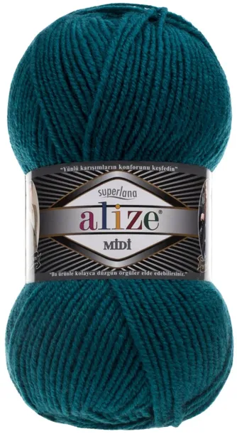 Włóczka Alize Superlana MIDI - 212 CIEMNY MORSKI - 170m/100g 25% Wełna