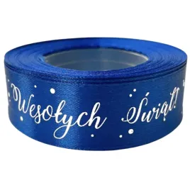 tasma-satynowa-wstazka-25mm-23mb-niebieska-wesolych-swiat-swiateczna