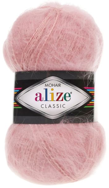 Włóczka Alize Mohair Classic 161 PUDROWY RÓŻ 200m/100g 25% Moher 24% Wełna