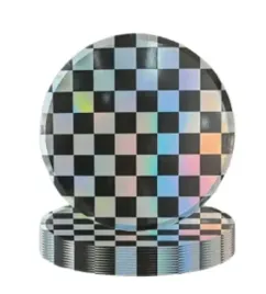 talerzyki-papierowe-6szt-18cm-szachownica-wyscigowa-racing-holograficzne