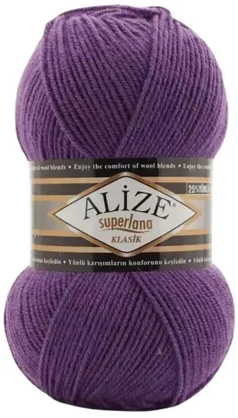 Włóczka Alize Superlana KLASIK - 44 CIEMNY FIOLETOWY - 280m/100g 25% Wełna