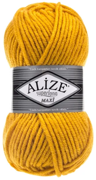 Włóczka Alize Superlana MAXI - 488 ŻÓŁTY- 100m/100g 25% Wełna