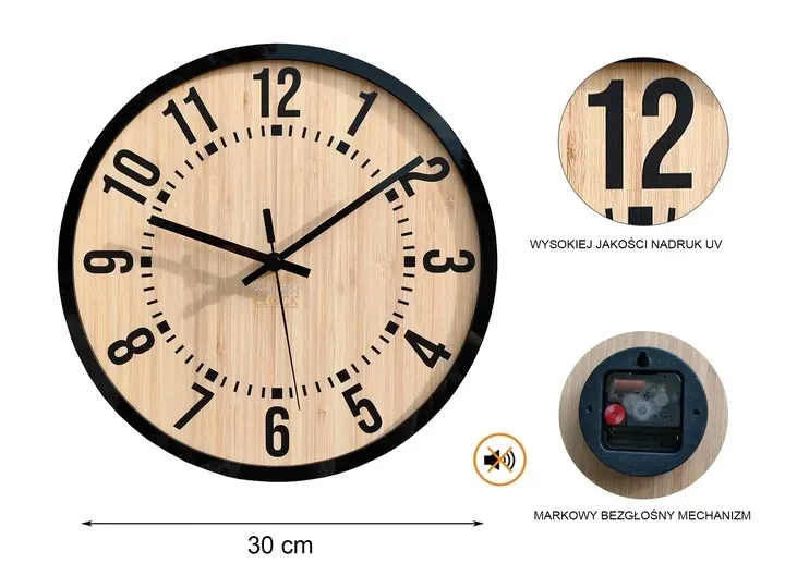 zegar-scienny-bruno-cichy-czytelny-bambus-loft-stan-opakowania-oryginalne