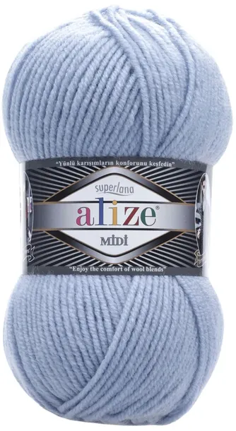 Włóczka Alize Superlana MIDI - 480 BŁĘKITNY - 170m/100g 25% Wełna