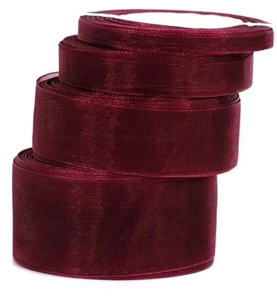 Wstążka szyfonowa, 38mm/22mb, bordowa - WSZYF38-060