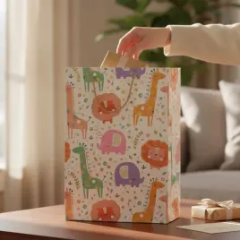 torebka-torba-ozdobna-na-prezent-papierowa-dla-dzieci-zwierzatka-biala