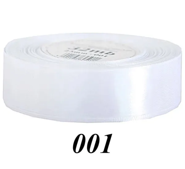 Wstążka satynowa 25mm/32mb, biały - WSAT25-001