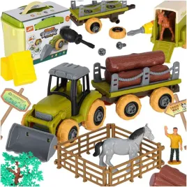 farma-traktor-z-przyczepa-ciagnik-do-skrecania-konie-srubokret-gospodarstwo