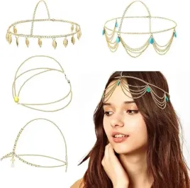 4x-boho-lancuszek-na-wlosy-glowe-zloty-vintage