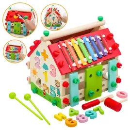 domek-edukacyjny-drewniany-dla-dzieci-cyfry-figury-cymbalki-kulki-diy