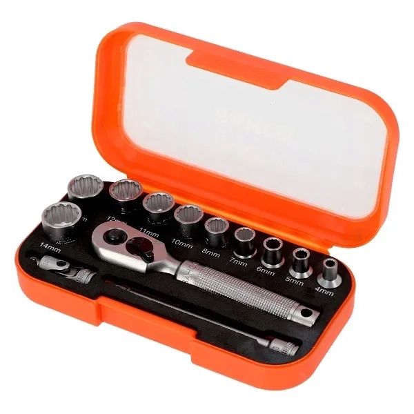 Klucze nasadowe 12-kątne M4-M14 1/4", 13szt. BAHCO [S13MC10.5]