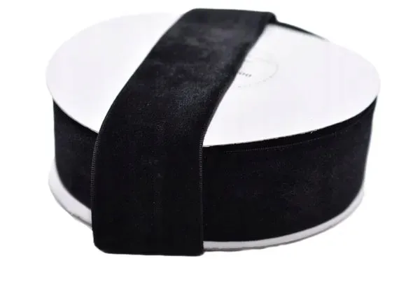 Wstążka aksamitna velvetowa, 38mm/9mb, czarna - VELVET38-900