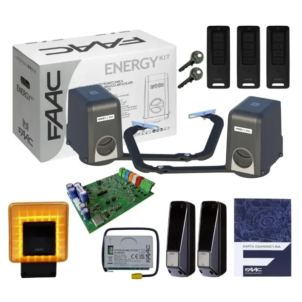 Zestaw FAAC ENERGY 392 C 24V do bram do 4 M + 3 PILOTY XT4 FDS + LAMPA XLED