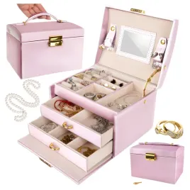 szkatulka-na-bizuterie-kuferek-z-kluczykiem-lusterko-szufladki-pudrowy-roz