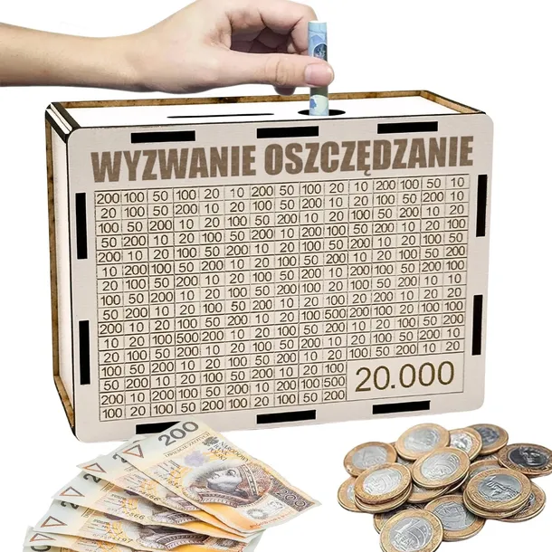 SKARBONKA WYKREŚLANA PREZENT CEL 20000 PERSONALIZACJA WYZWANIE