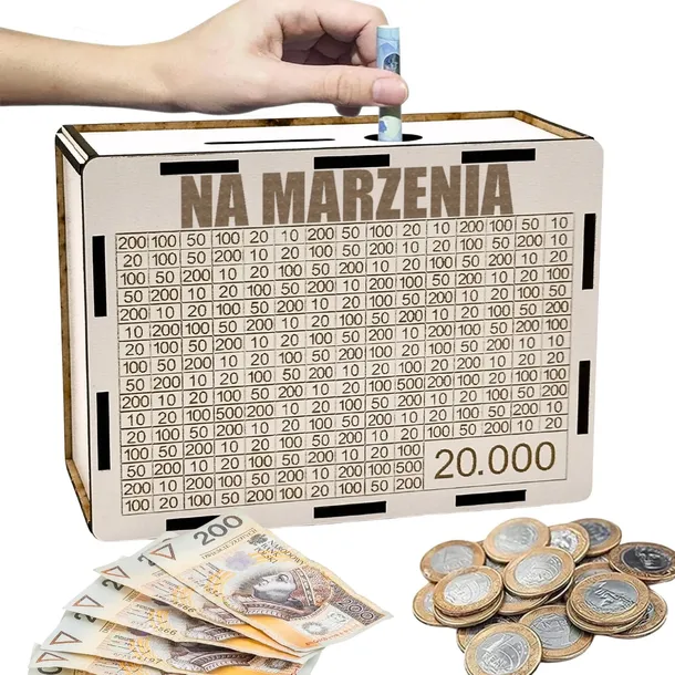 SKARBONKA WYKREŚLANA PREZENT CEL 20000 PERSONALIZACJA NA MARZENIA