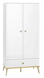 szafa-dwudrzwiowa-darrby-92-cm-szuflada-bialy-bialy-polysk-zlote-nogi