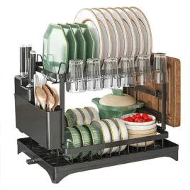 stojaca-suszarka-do-naczyn-dwupoziomowa-duza-czarna-ociekacz-na