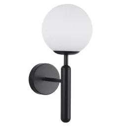 lampa-scienna-nowoczesna-kinkiet-szklana-kule-mleczna-glamour-czarna