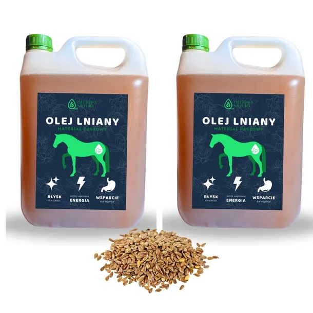 OLEJ LNIANY DLA KONI 10L ZDROWY ŚWIEŻY POLSKI PRODUCENT 10L
