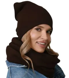 czapka-komplet-polski-zestaw-czapka-damska-z-kominem-tunel-modny-brazowy