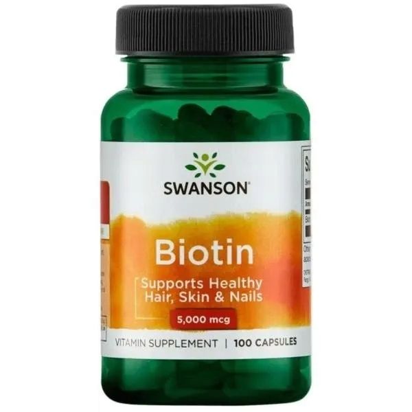 Swanson Biotyna 5000mcg 100 kapsułek Skóra Włosy Paznokcie BIOTIN