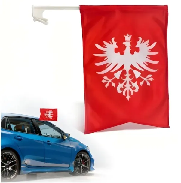 Flaga Powstania Wielkopolskiego Z Masztem Samochodowym na Samochód 35x25 cm