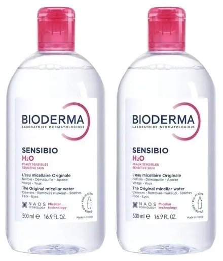 BIODERMA Sensibio H2O Płyn micelarny do skóry wrażliwej 500 ml + 500 ml