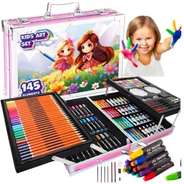 duzy-zestaw-do-malowania-dla-dzieci-145-el-kredki-pisaki-farby-prezent