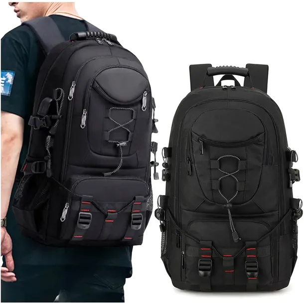 Plecak Turystyczny Na LAPTOP 17 Trekkingowy Wodoodporny 60L Duży Czarny