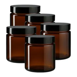 sloik-szklany-brazowy-120ml-z-nakretka-czarna-x5