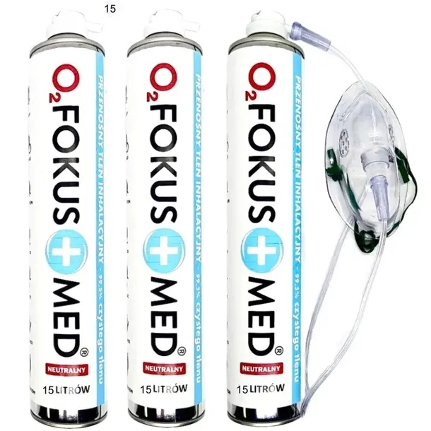 Tlen INHALACYJNY 15L z MASKĄ aerozol 99,5% 3 szt.