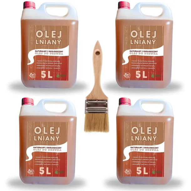 OLEJ LNIANY IMPREGNAT DO DREWNA NATURALNY I EKOLOGICZNY 20L+PĘDZEL
