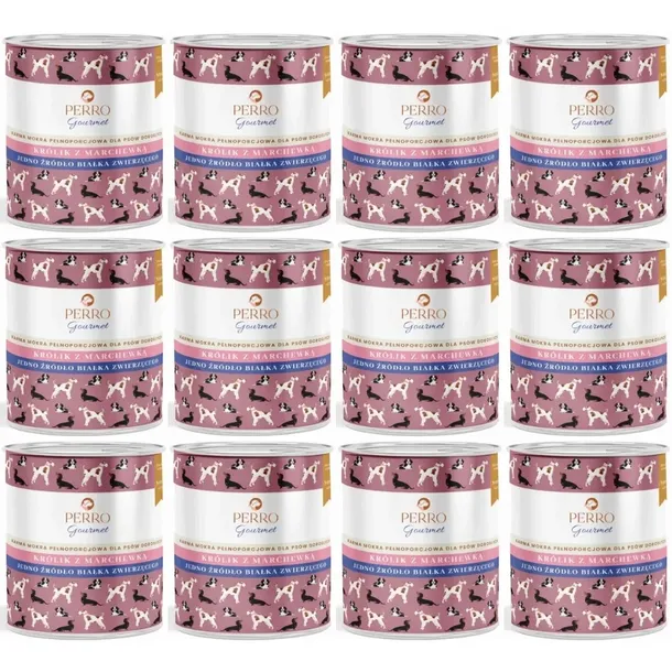 Mokra karma dla psa PERRO Gourmet Królik z marchewką 12x800g