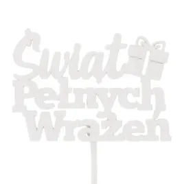 bialy-topper-na-piku-brokatowy-napis-swiat-pelnych-wrazen-ozdoba-prezent