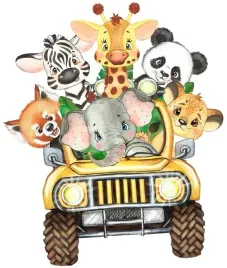 wydruk-cukrowy-na-tort-masa-cukrowa-safari-zwierzeta-urodziny