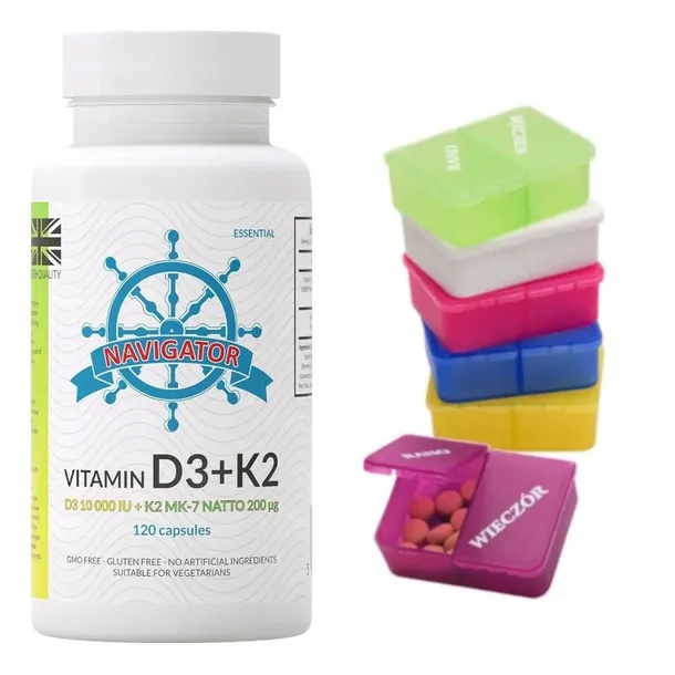 VITAMIN D3 10000 IU + K2 Na zdrowe kości i zęby Navigator 120 kaps. +GRATIS