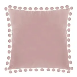 poszewka-na-poduszke-40x40-rozowa-poduszka-welurowa-pomponiki-zgaszony-roz