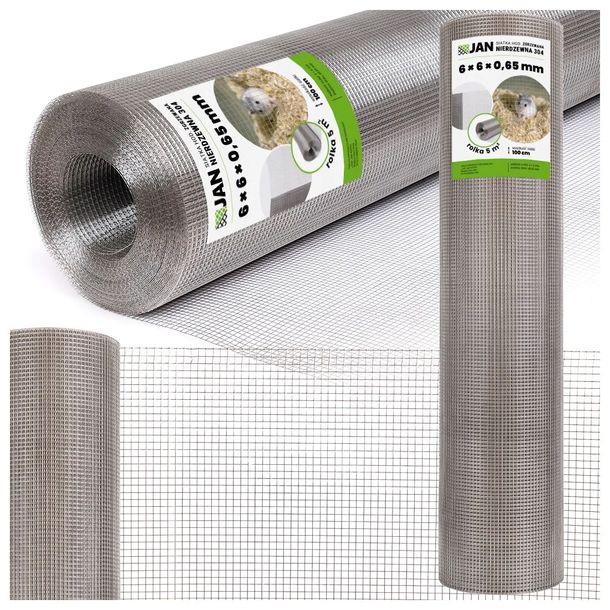 Siatka Zgrzewana Nierdzewna 304 6x6x0,65mm na Woliery Ogrodzenie 5m2 Klat