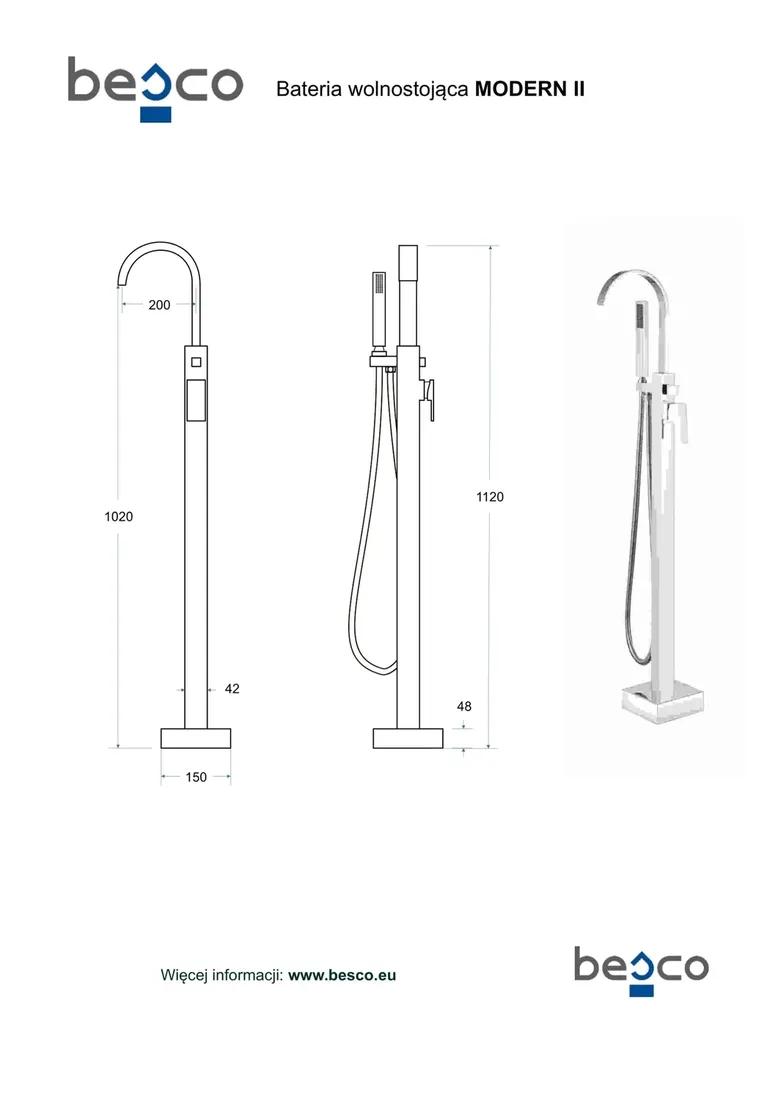 bateria-wolnostojaca-modern-ii-chrom-besco-stan-nowy