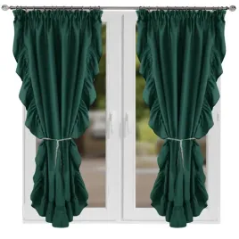 zaslona-do-salonu-sypialni-gladka-falbany-250x150-butelkowa-zielen-komplet