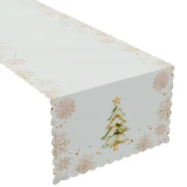 bieznik-na-stol-swiateczny-38x140-choinki-sniezynki-bialy-zloty-obrus
