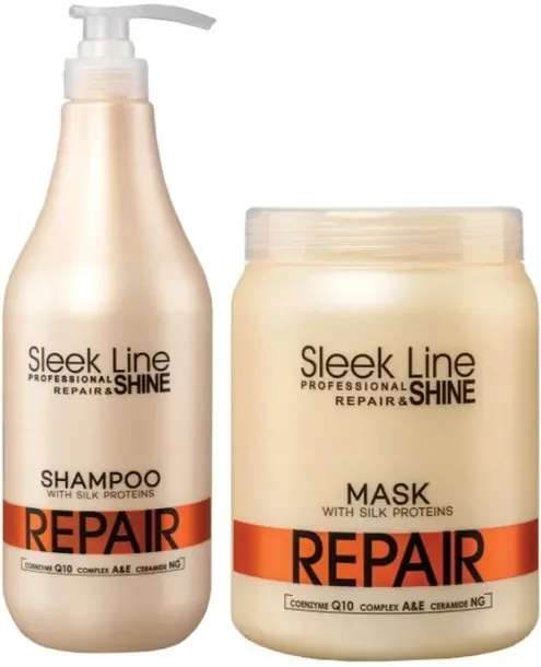 Stapiz ZESTAW XXL Sleek Line Repair Szampon Maska Do Włosów 1000ml x 2