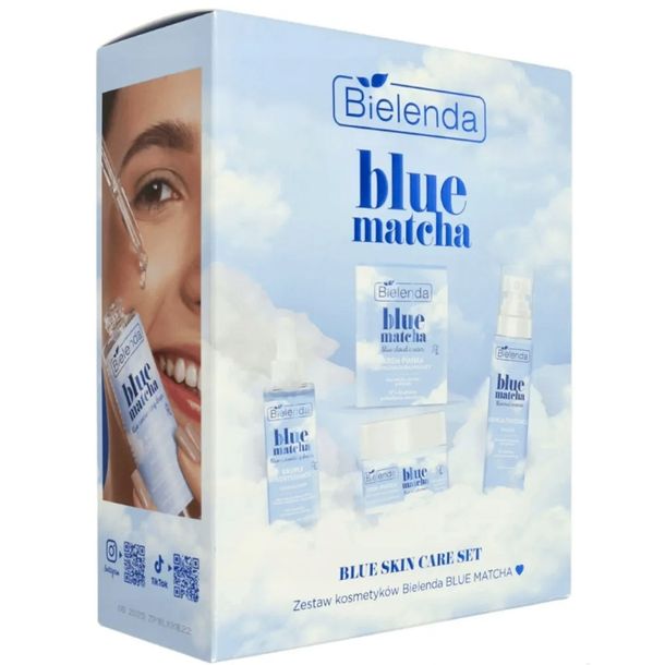 Bielenda Blue Matcha Zestaw Prezentowy Pianka-Krem Do Twarzy Tonik Krople
