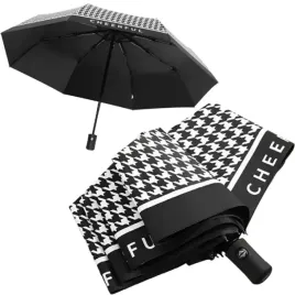 parasol-skladany-parasolka-automatyczna-elegancka-czarny-bialy-pepitka