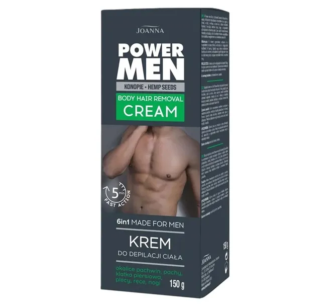 Joanna Power Men 6w1 Ekspresowy Krem Do Depilacji Ciała Dla Mężczyzn 150g