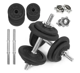 hantle-zeliwne-regulowane-2x10kg-gryfy-talerze-zestaw-do-treningu-20kg